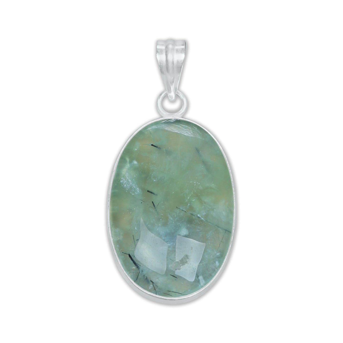 Prehnite Minimalist Pendants -  Handmade, Silver-Plated Brass, Wholesale