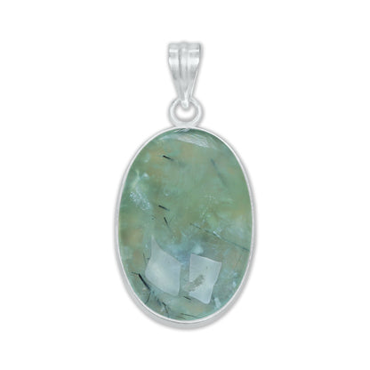 Prehnite Minimalist Pendants -  Handmade, Silver-Plated Brass, Wholesale