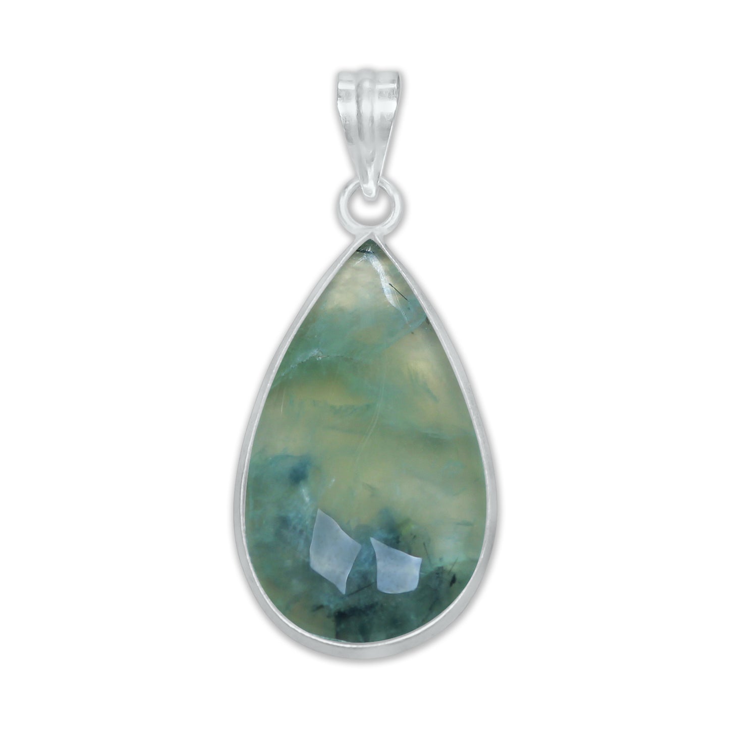 Prehnite Minimalist Pendants -  Handmade, Silver-Plated Brass, Wholesale