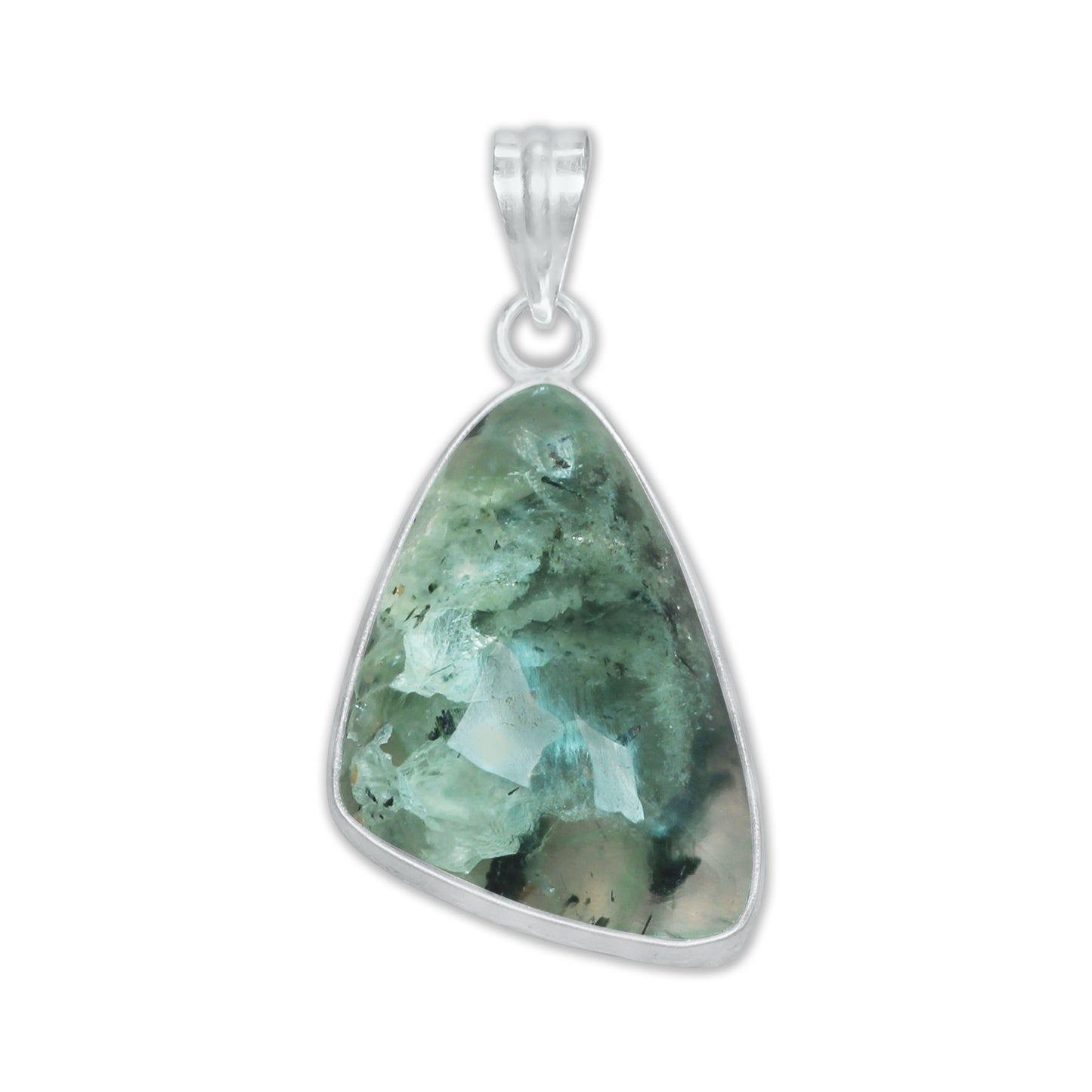Prehnite Minimalist Pendants -  Handmade, Silver-Plated Brass, Wholesale