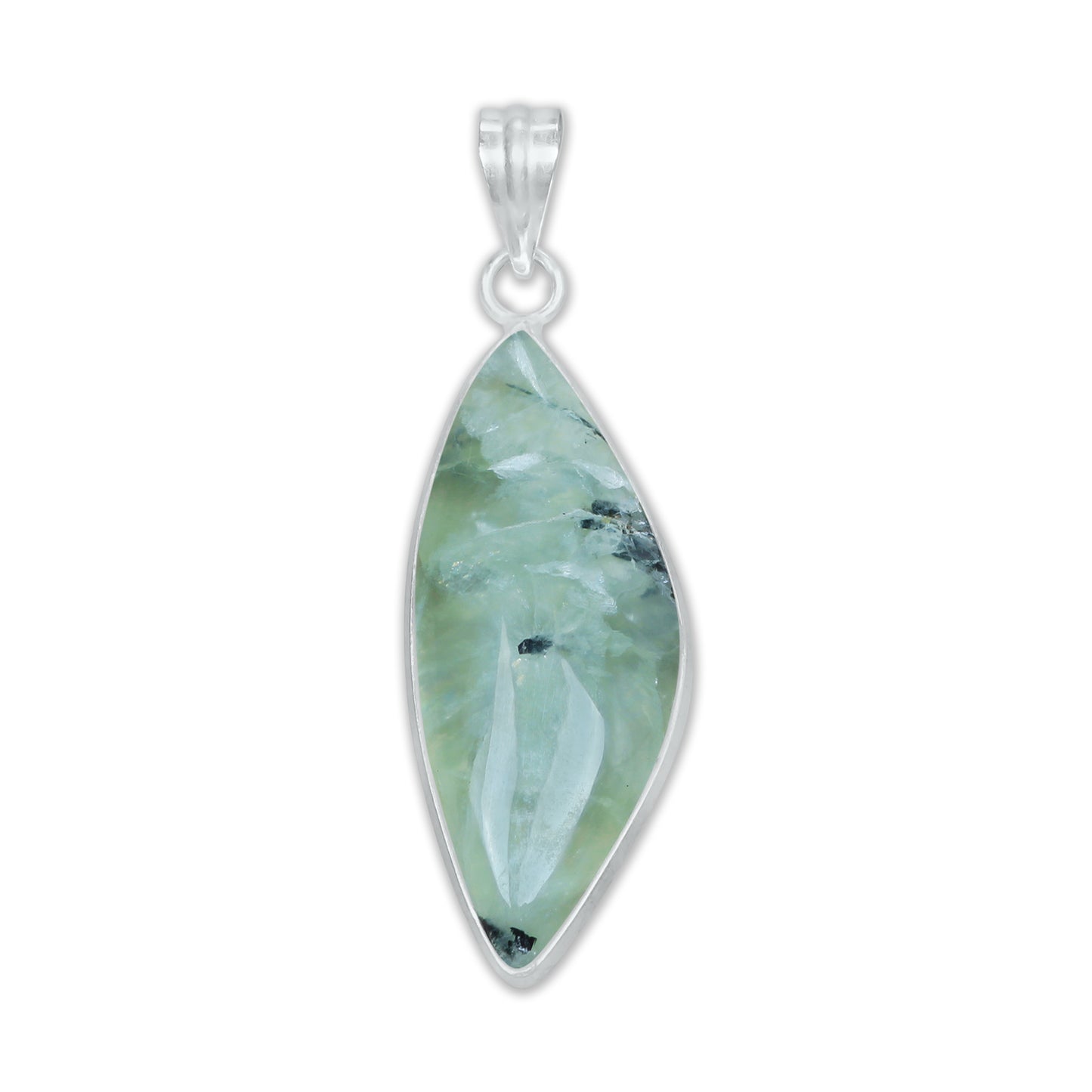 Prehnite Minimalist Pendants -  Handmade, Silver-Plated Brass, Wholesale
