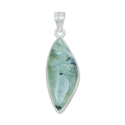 Prehnite Minimalist Pendants -  Handmade, Silver-Plated Brass, Wholesale