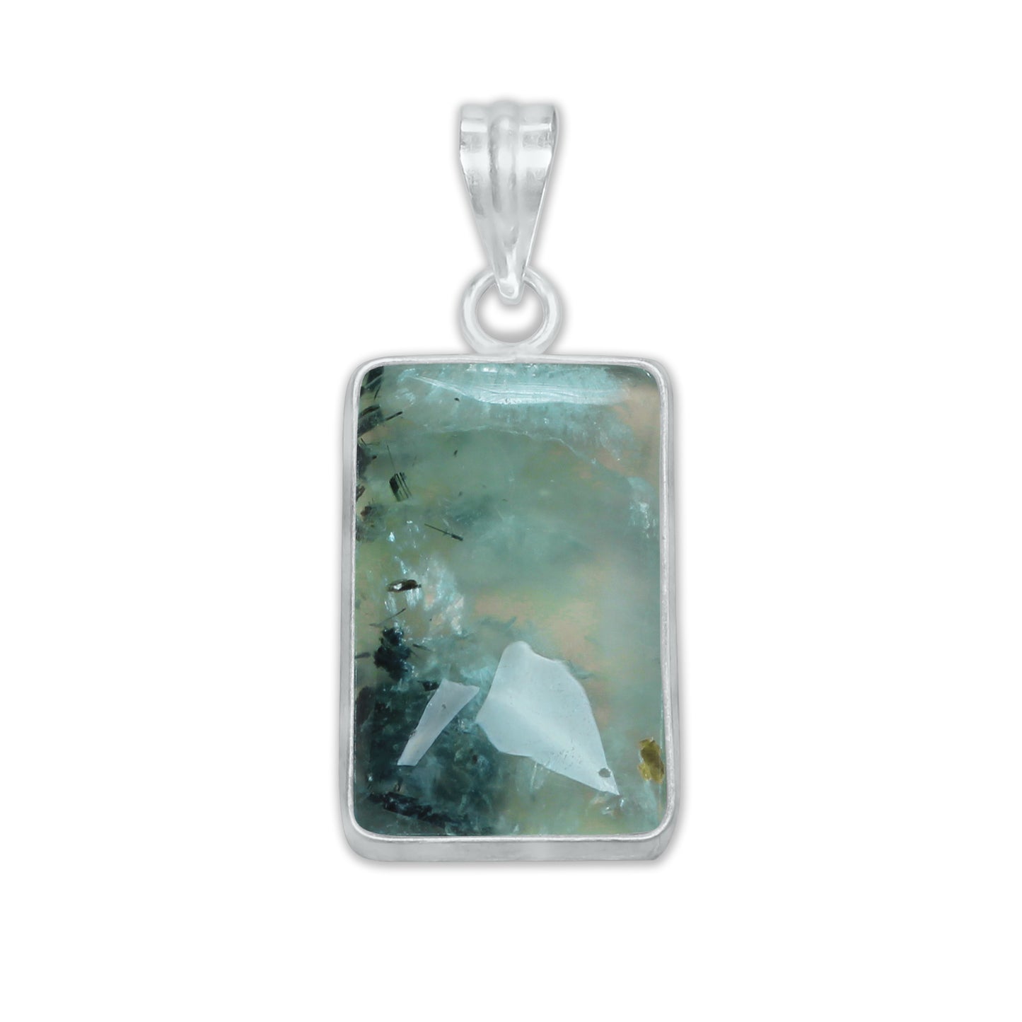 Prehnite Minimalist Pendants -  Handmade, Silver-Plated Brass, Wholesale