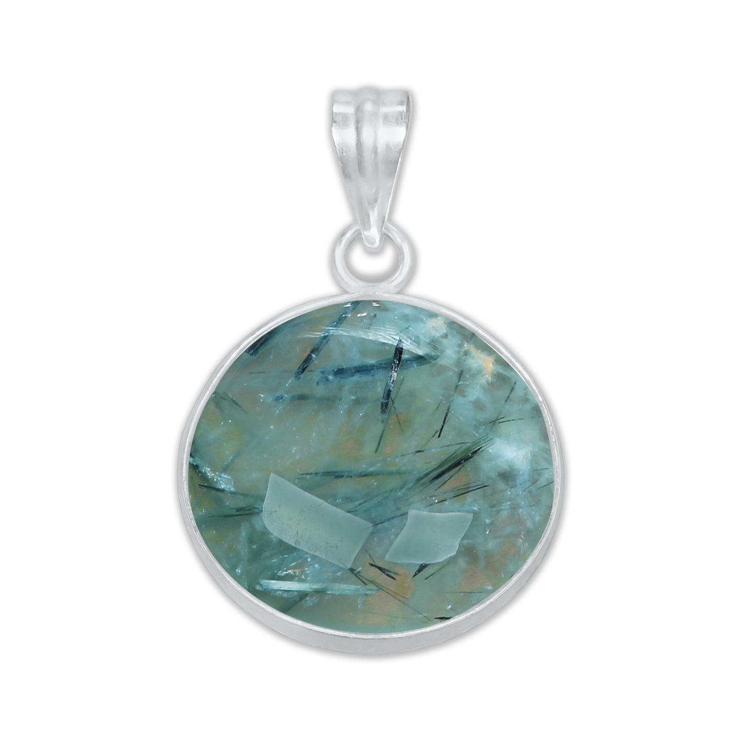Prehnite Minimalist Pendants -  Handmade, Silver-Plated Brass, Wholesale