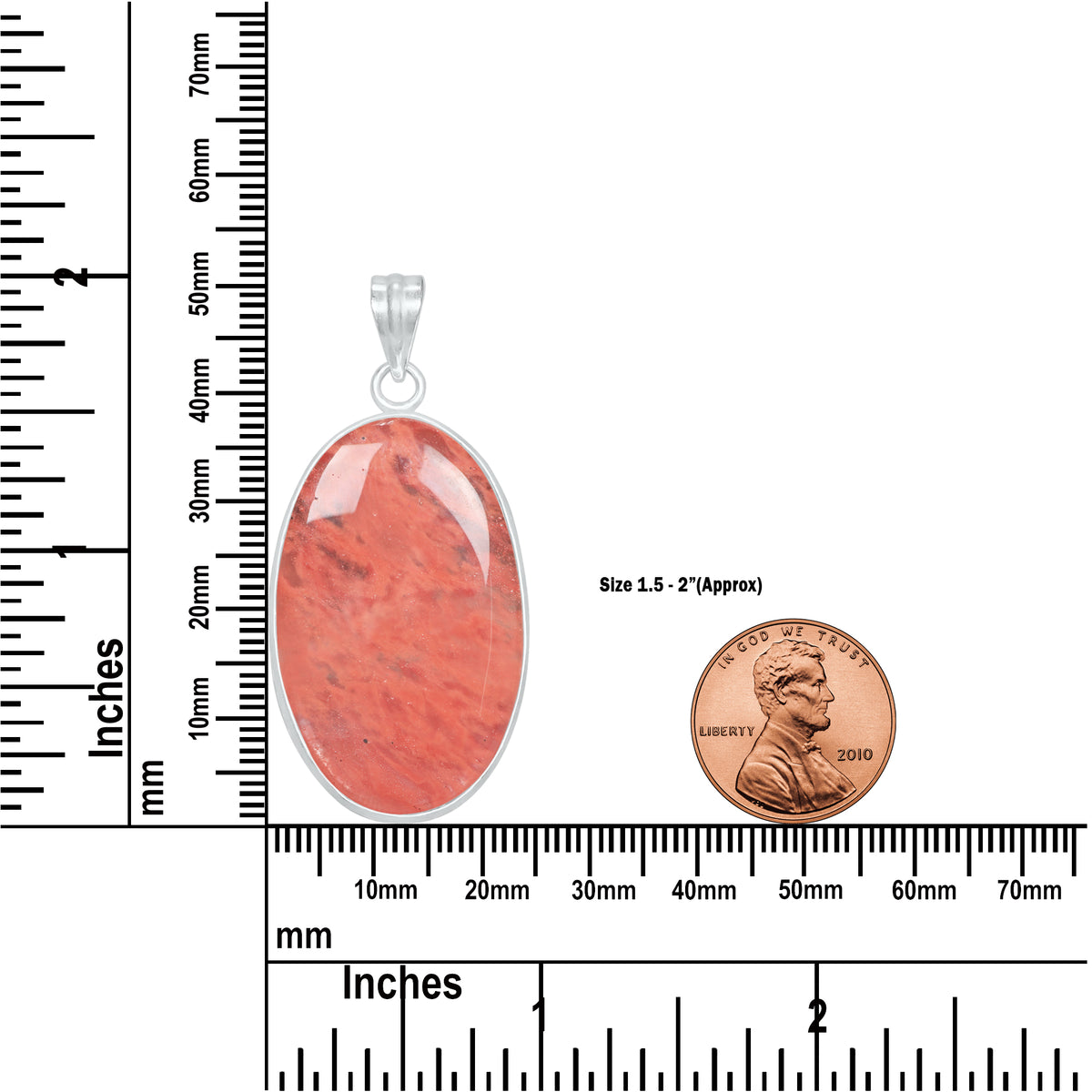 Natural Strawberry Quartz Pendants - Handmade Minimalist Jewelry, Brass with Silver Plating