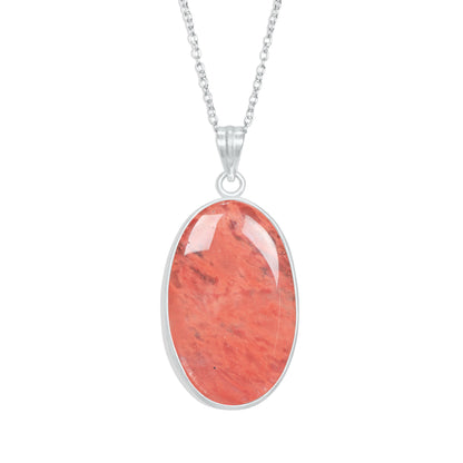 Natural Strawberry Quartz Pendants - Handmade Minimalist Jewelry, Brass with Silver Plating