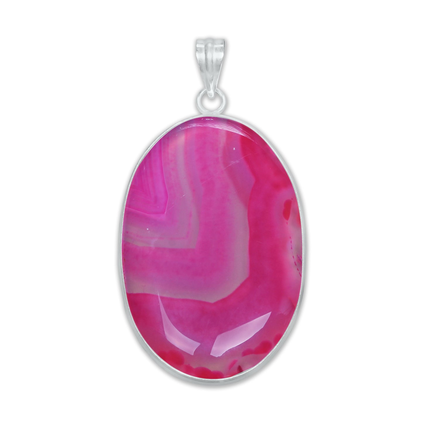 Banded Onyx (dyed) Simple work Pendants -  Handmade, Silver-Plated Brass, Wholesale