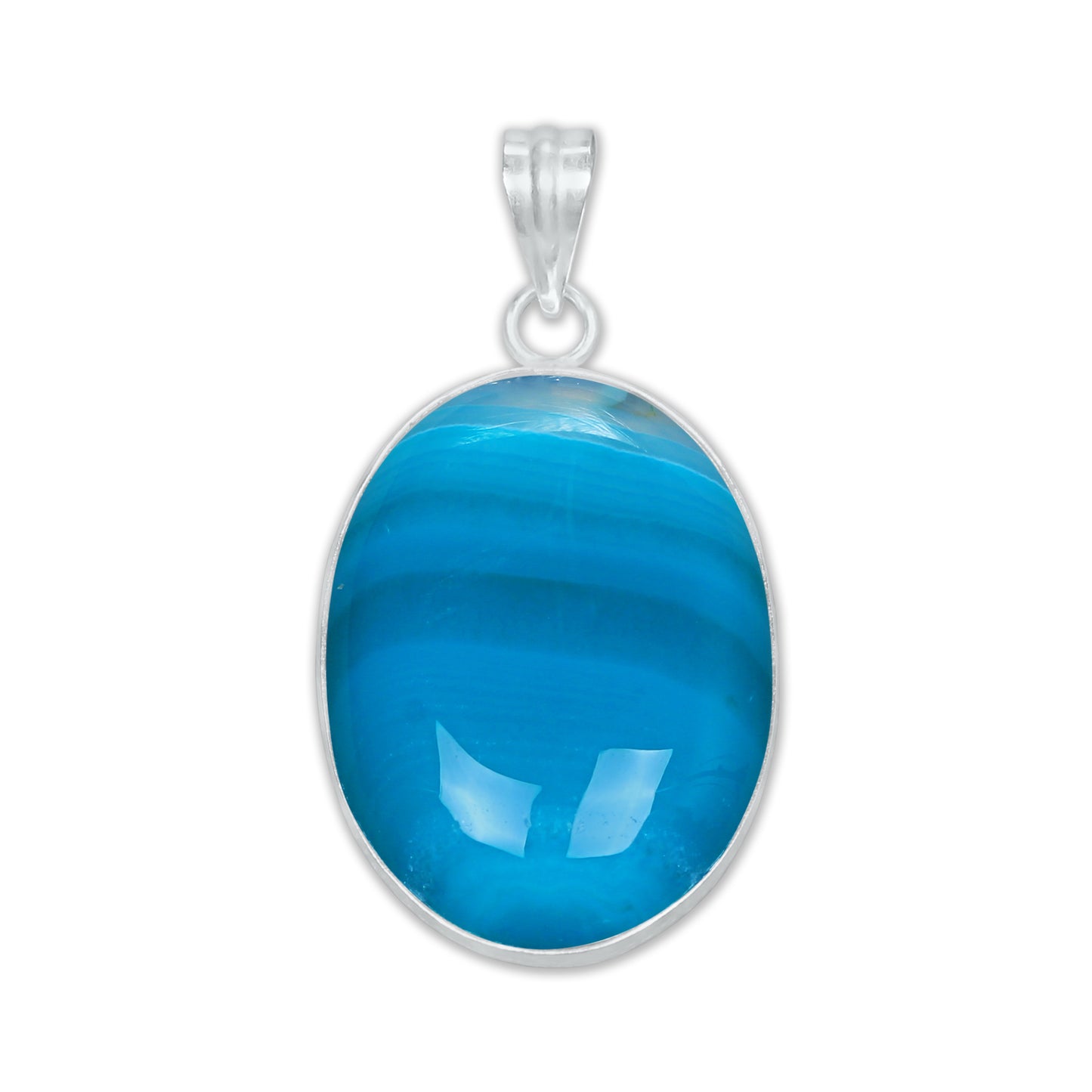 Banded Onyx (dyed) Simple work Pendants -  Handmade, Silver-Plated Brass, Wholesale