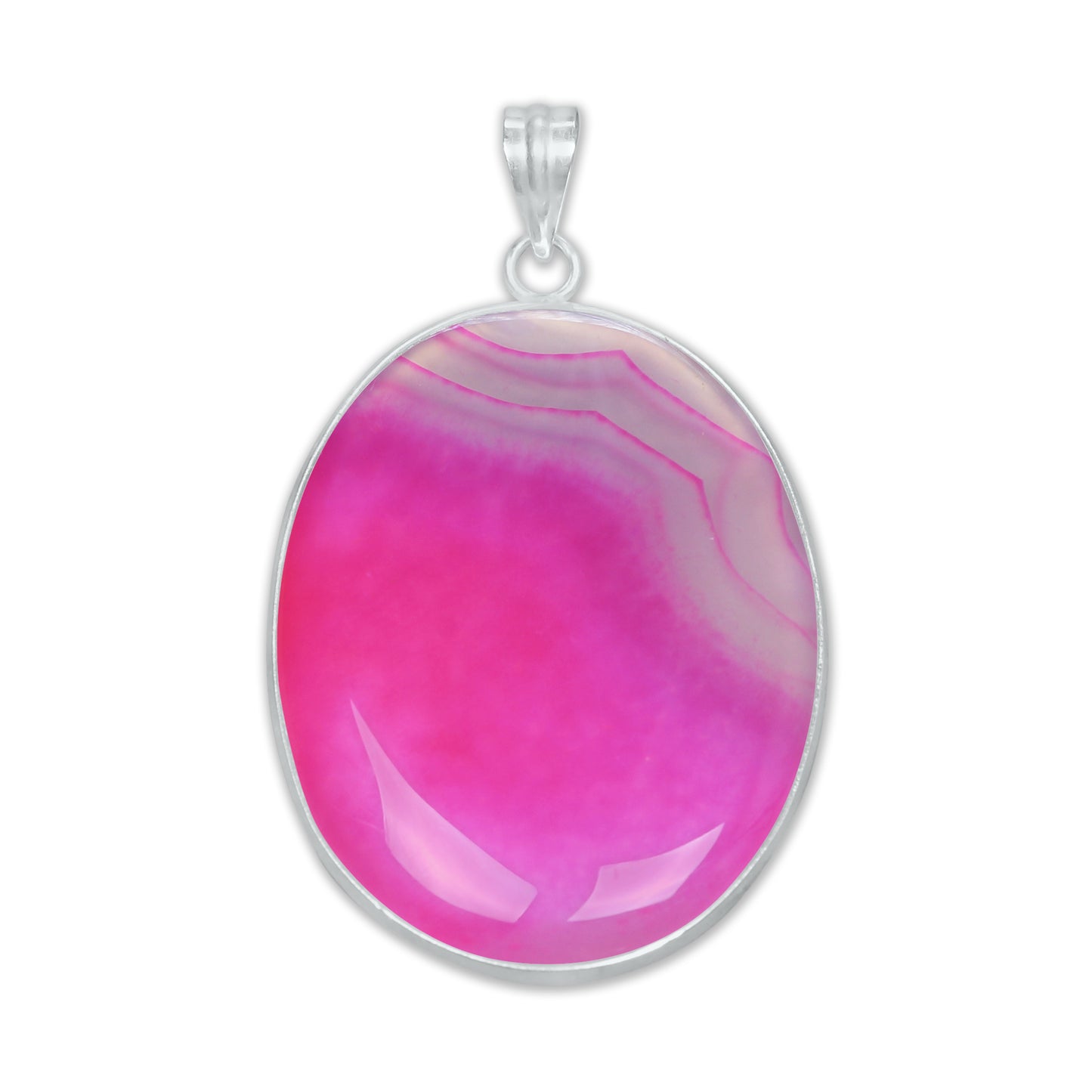 Banded Onyx (dyed) Simple work Pendants -  Handmade, Silver-Plated Brass, Wholesale