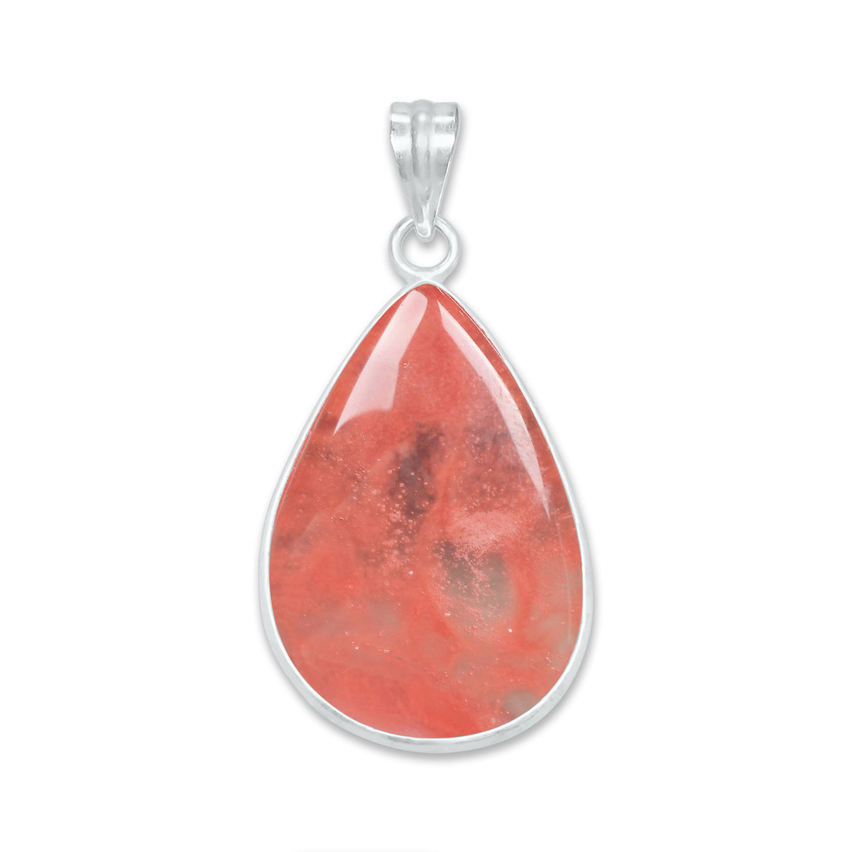 Natural Strawberry Quartz Pendants - Handmade Minimalist Jewelry, Brass with Silver Plating