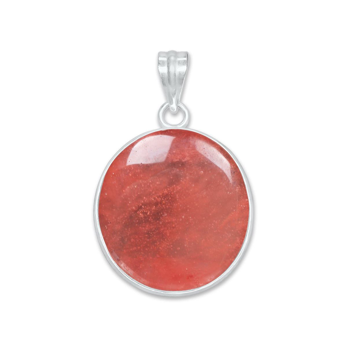 Natural Strawberry Quartz Pendants - Handmade Minimalist Jewelry, Brass with Silver Plating