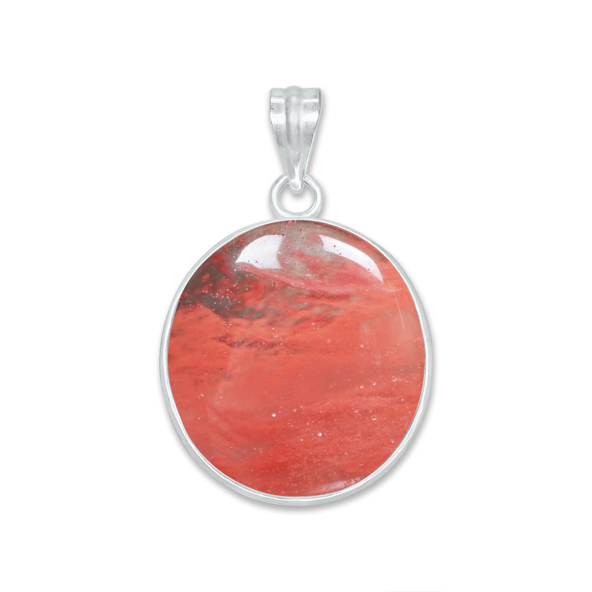 Natural Strawberry Quartz Pendants - Handmade Minimalist Jewelry, Brass with Silver Plating