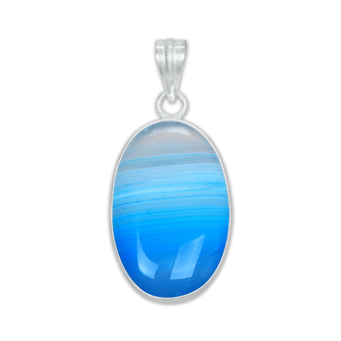 Banded Onyx (dyed) Simple work Pendants -  Handmade, Silver-Plated Brass, Wholesale