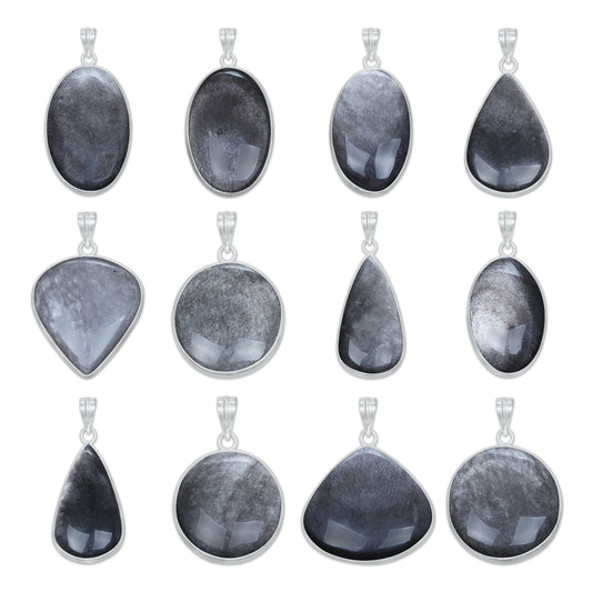Pendentifs en pierres précieuses amazonites faits à la main - Qualité AAA, laiton plaqué argent, formes assorties