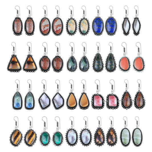 Boucles d'oreilles bohèmes en cristal pour femme - Plaqué argent, design, chic, assorties et en gros