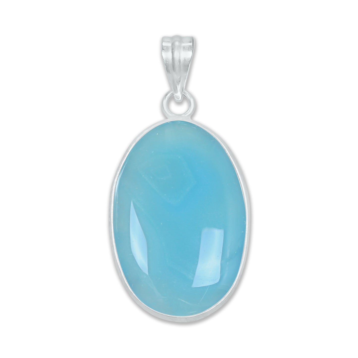 Aqua Chalcedony (Dyed) Minimalist Pendants -  Handmade, Silver-Plated Brass, Wholesale Crystal Jewelry