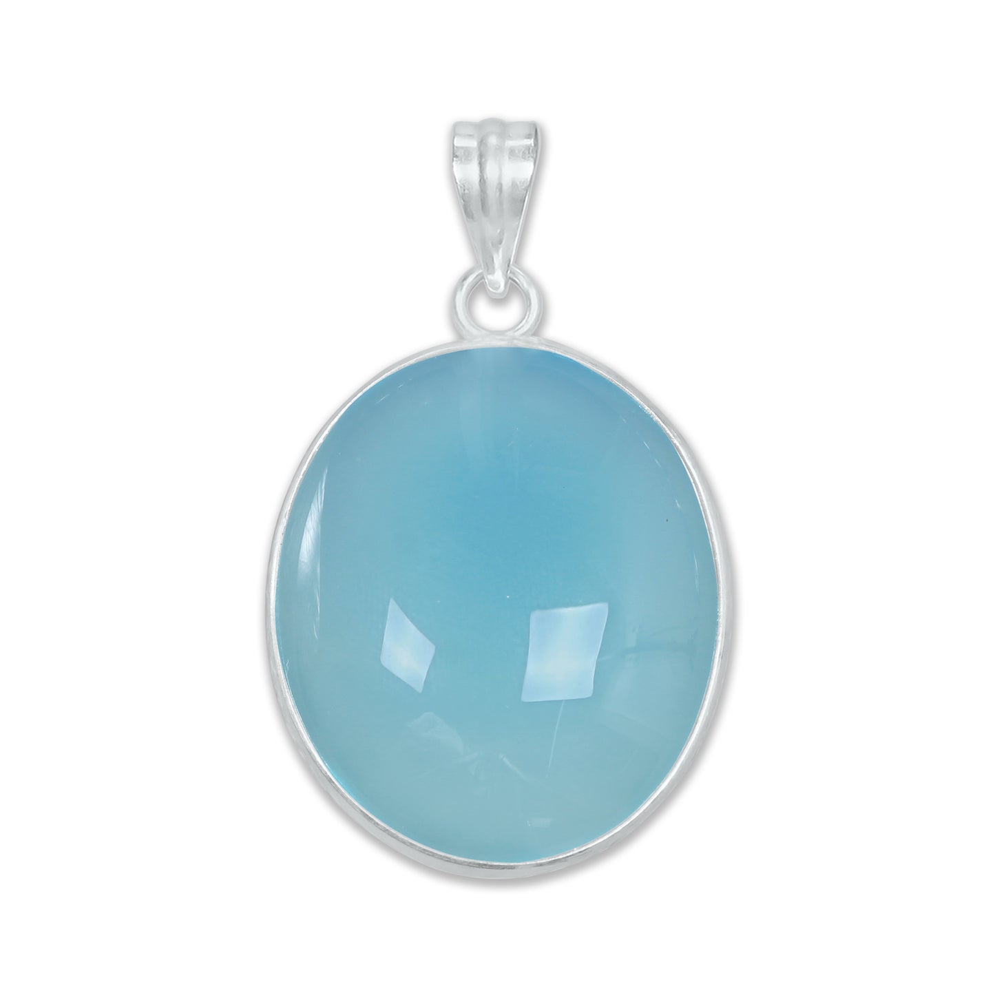 Aqua Chalcedony (Dyed) Minimalist Pendants -  Handmade, Silver-Plated Brass, Wholesale Crystal Jewelry