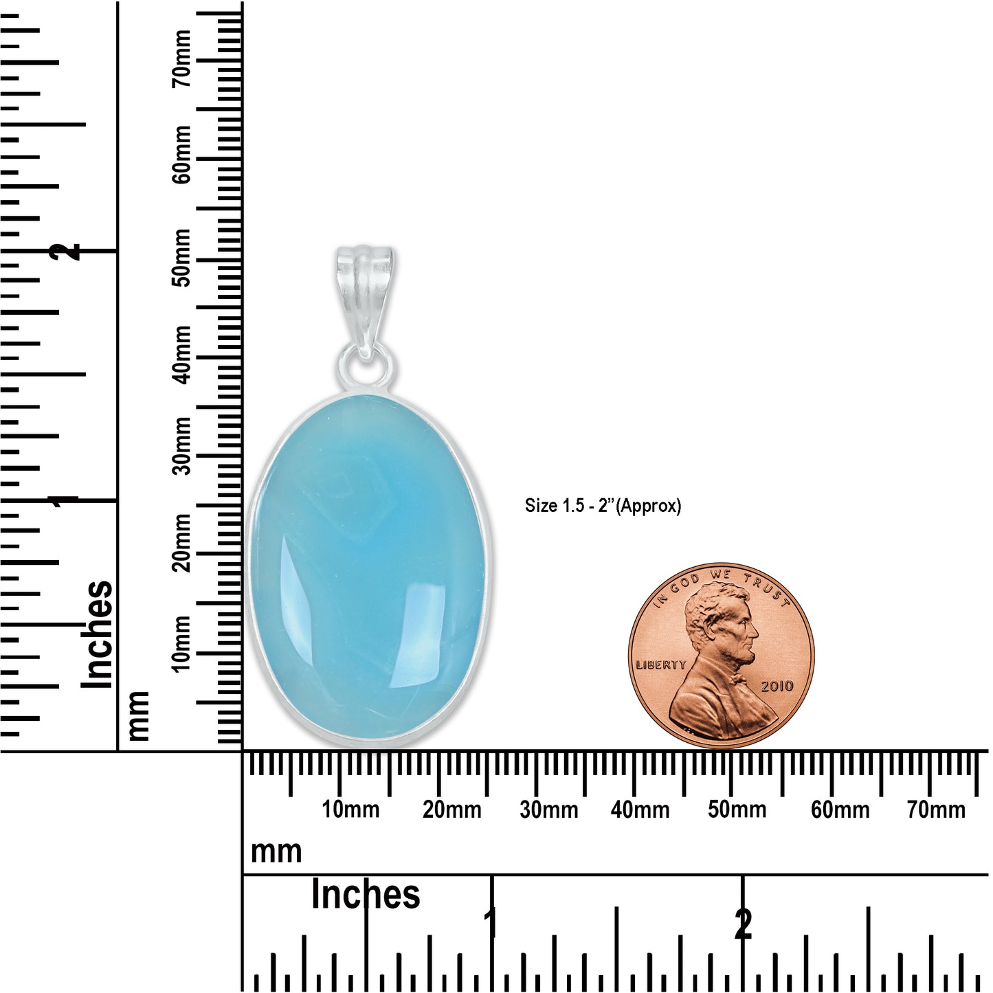 Aqua Chalcedony (Dyed) Minimalist Pendants -  Handmade, Silver-Plated Brass, Wholesale Crystal Jewelry
