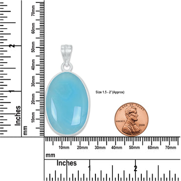 Aqua Chalcedony (Dyed) Minimalist Pendants -  Handmade, Silver-Plated Brass, Wholesale Crystal Jewelry