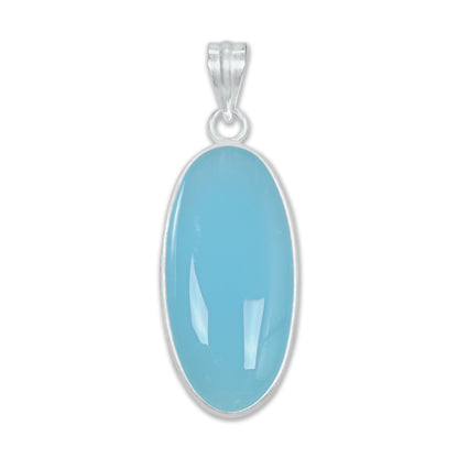 Aqua Chalcedony (Dyed) Minimalist Pendants -  Handmade, Silver-Plated Brass, Wholesale Crystal Jewelry