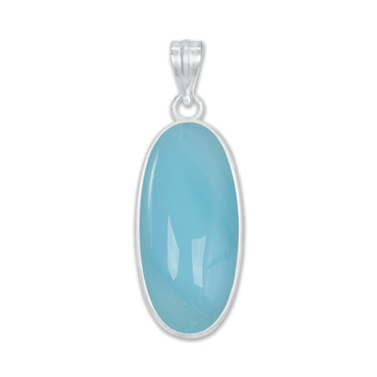 Aqua Chalcedony (Dyed) Minimalist Pendants -  Handmade, Silver-Plated Brass, Wholesale Crystal Jewelry