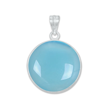 Aqua Chalcedony (Dyed) Minimalist Pendants -  Handmade, Silver-Plated Brass, Wholesale Crystal Jewelry