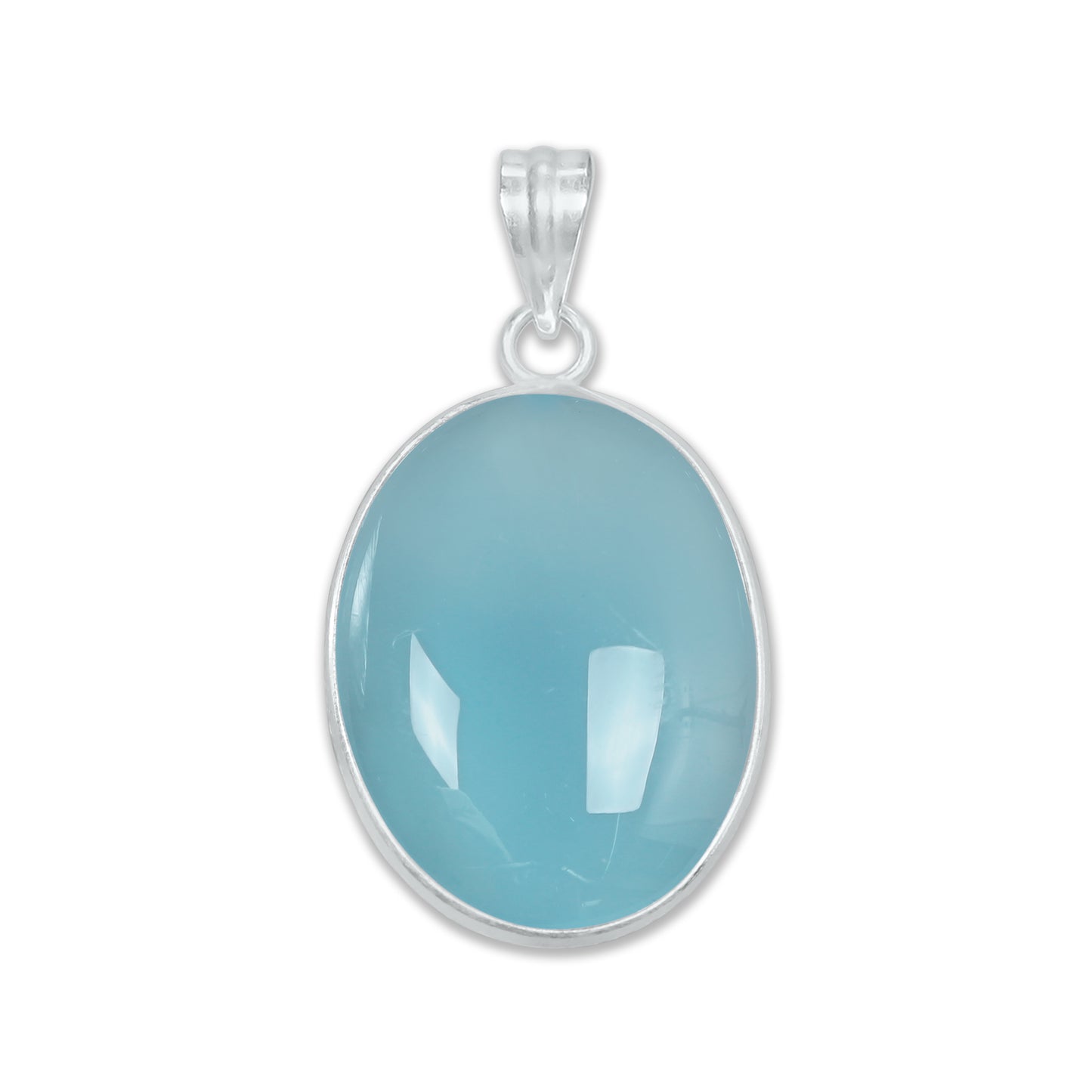 Aqua Chalcedony (Dyed) Minimalist Pendants -  Handmade, Silver-Plated Brass, Wholesale Crystal Jewelry