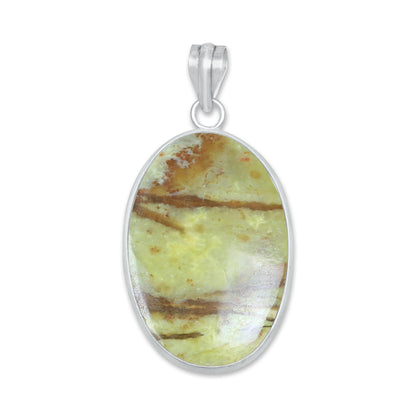 Natural Green Opal Pendants - Handmade Minimalist Jewelry, Brass, Silver Plating
