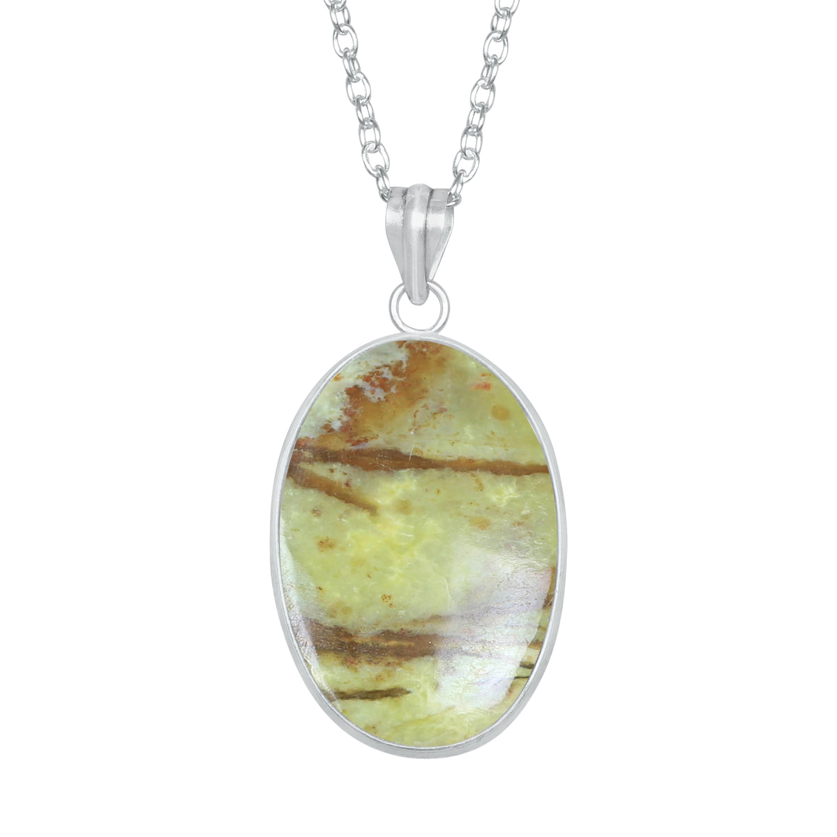 Natural Green Opal Pendants - Handmade Minimalist Jewelry, Brass, Silver Plating