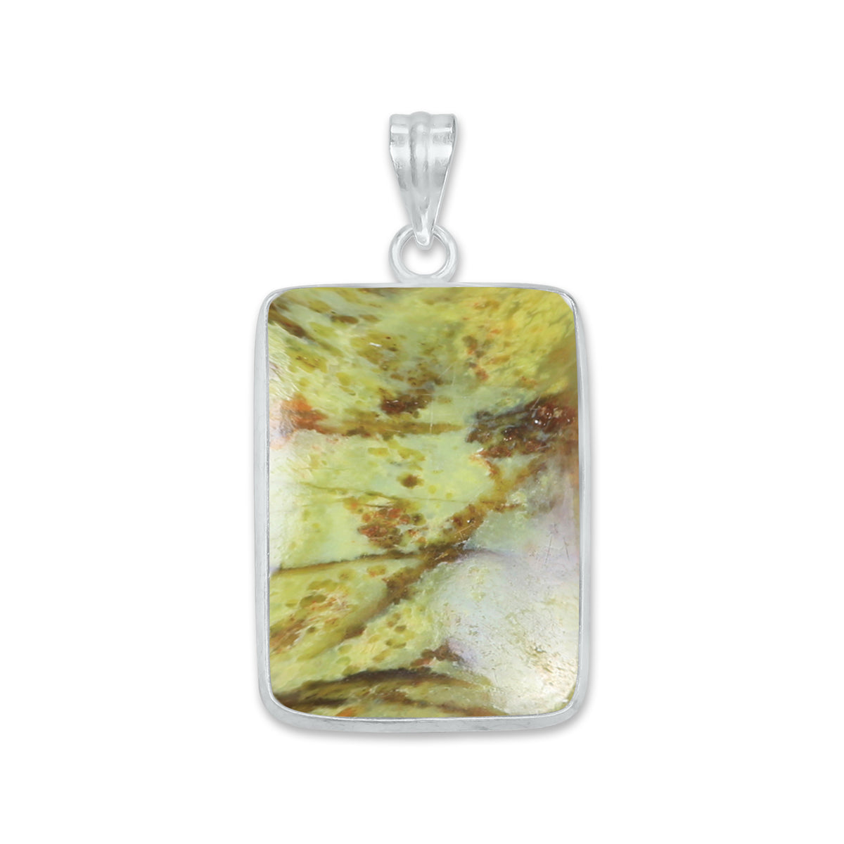 Natural Green Opal Pendants - Handmade Minimalist Jewelry, Brass, Silver Plating
