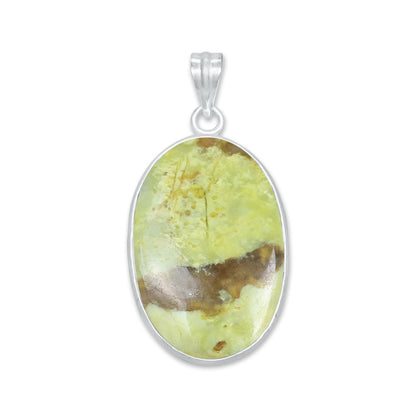 Natural Green Opal Pendants - Handmade Minimalist Jewelry, Brass, Silver Plating