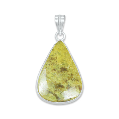 Natural Green Opal Pendants - Handmade Minimalist Jewelry, Brass, Silver Plating
