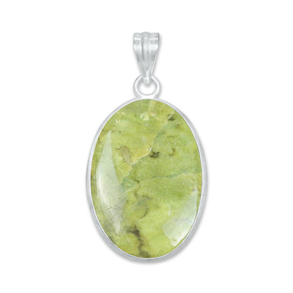 Natural Green Opal Pendants - Handmade Minimalist Jewelry, Brass, Silver Plating
