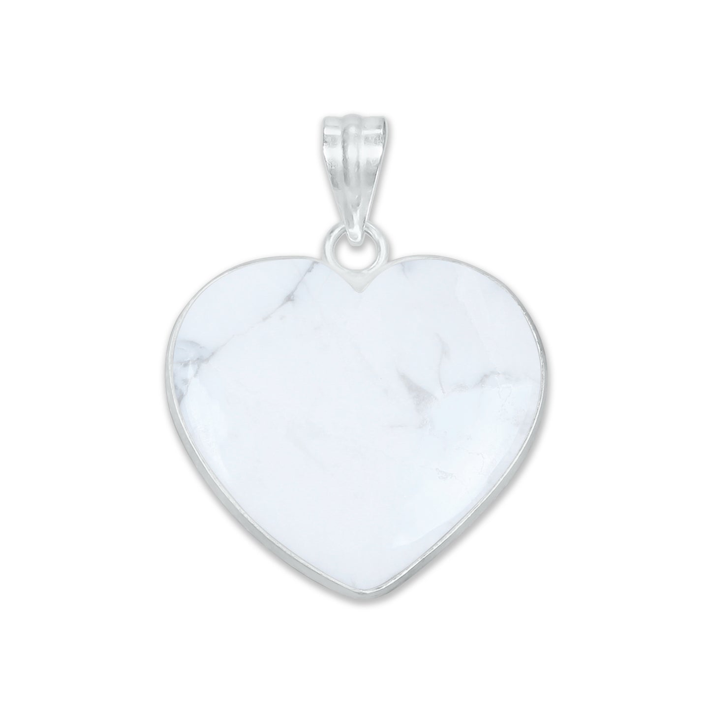 Howlite Heart Pendants - Handmade, Silver Plated, Simple Works, Wholesale Crystal Jewelry