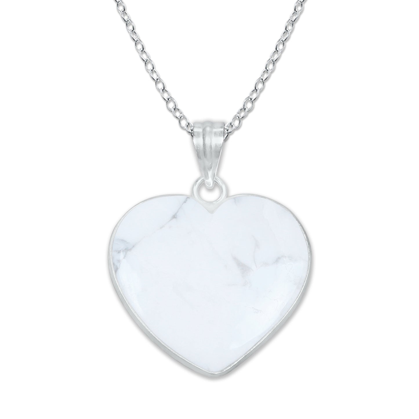 Howlite Heart Pendants - Handmade, Silver Plated, Simple Works, Wholesale Crystal Jewelry