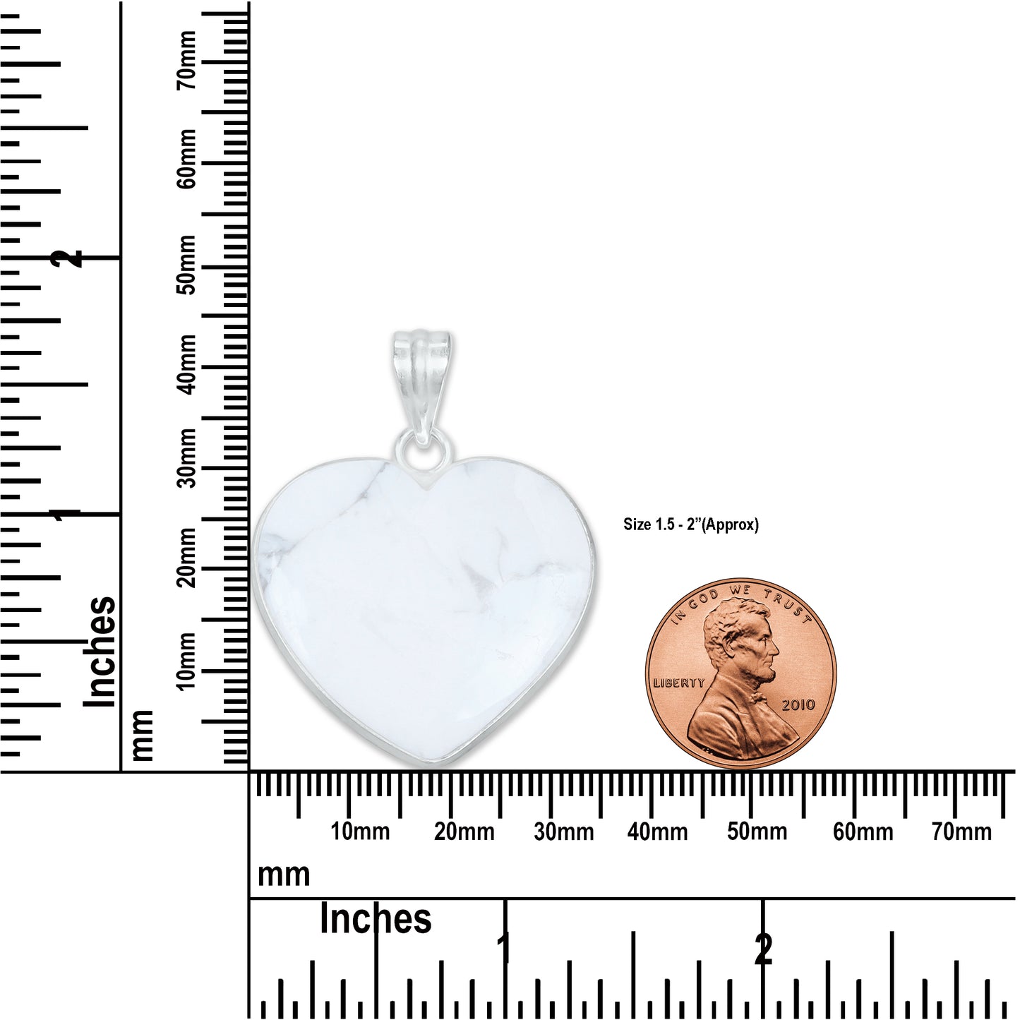 Howlite Heart Pendants - Handmade, Silver Plated, Simple Works, Wholesale Crystal Jewelry