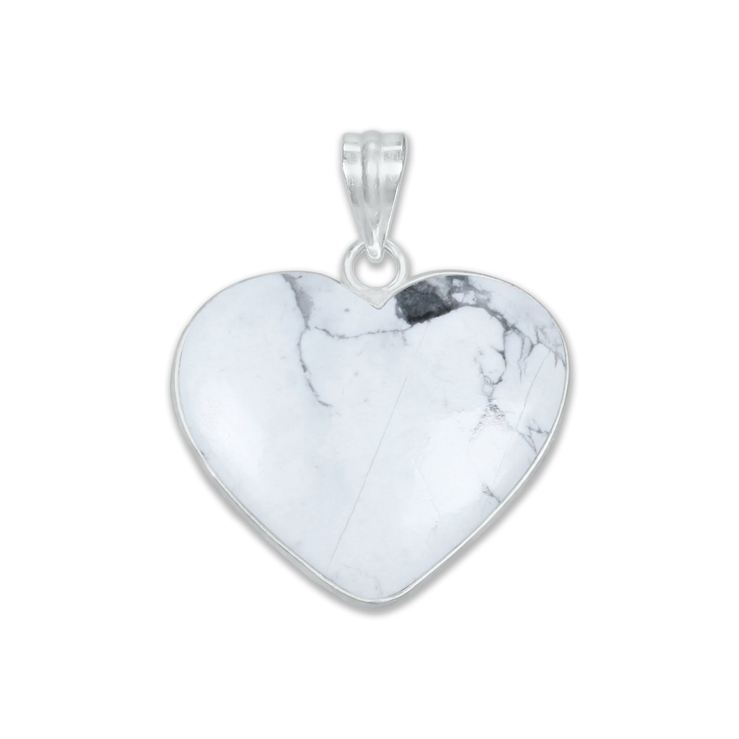 Howlite Heart Pendants - Handmade, Silver Plated, Simple Works, Wholesale Crystal Jewelry