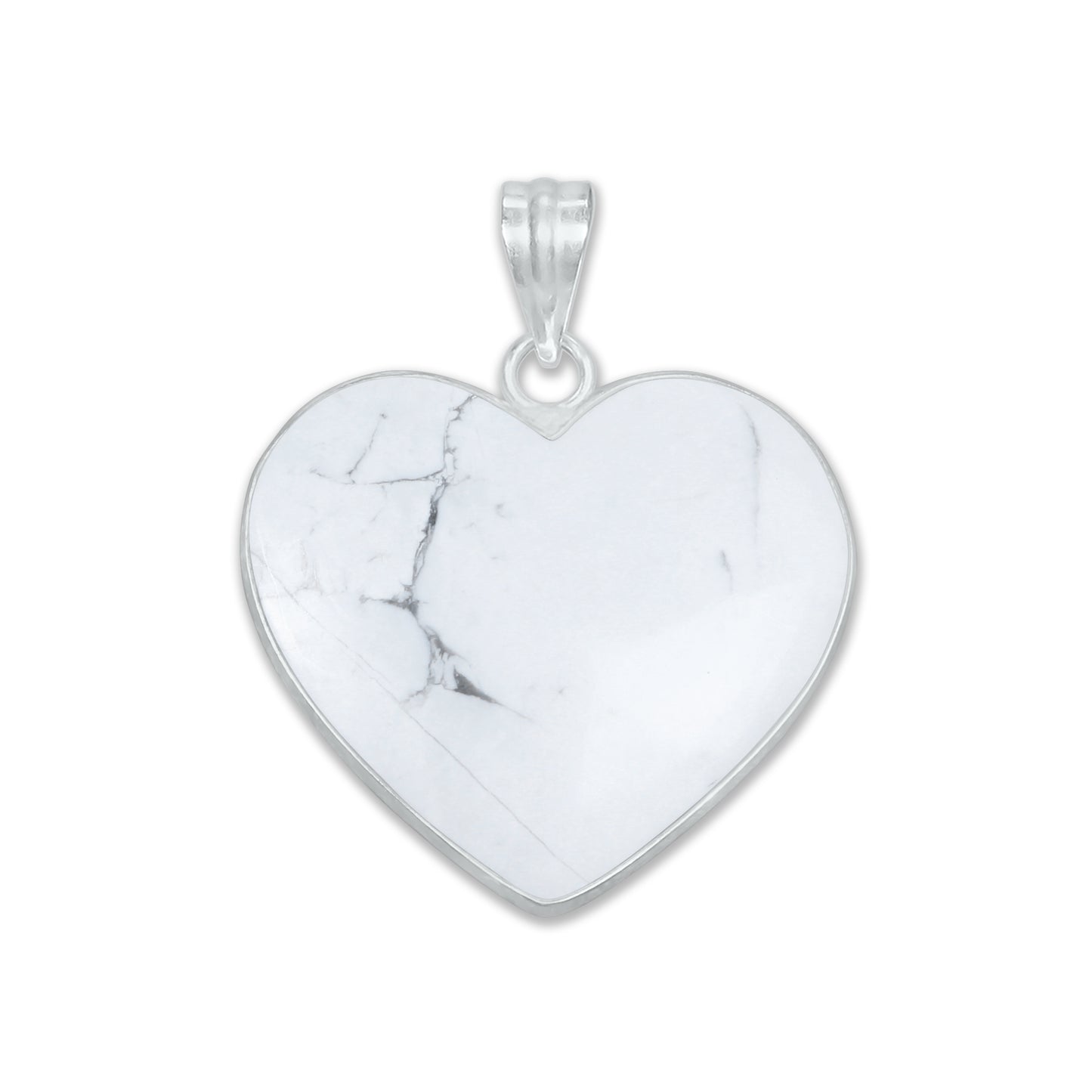 Howlite Heart Pendants - Handmade, Silver Plated, Simple Works, Wholesale Crystal Jewelry