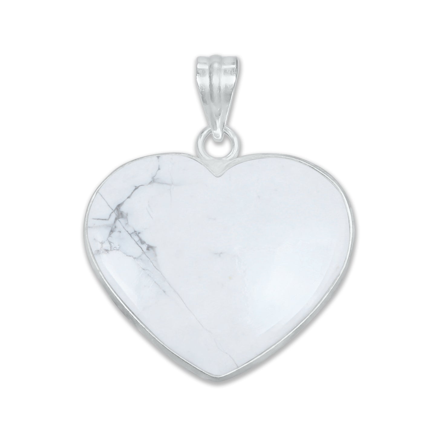 Howlite Heart Pendants - Handmade, Silver Plated, Simple Works, Wholesale Crystal Jewelry