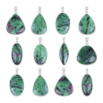 Pendentifs en pierres précieuses amazonites faits à la main - Qualité AAA, laiton plaqué argent, formes assorties