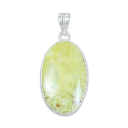 Natural Green Opal Pendants - Handmade Minimalist Jewelry, Brass, Silver Plating