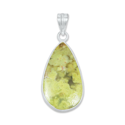 Natural Green Opal Pendants - Handmade Minimalist Jewelry, Brass, Silver Plating