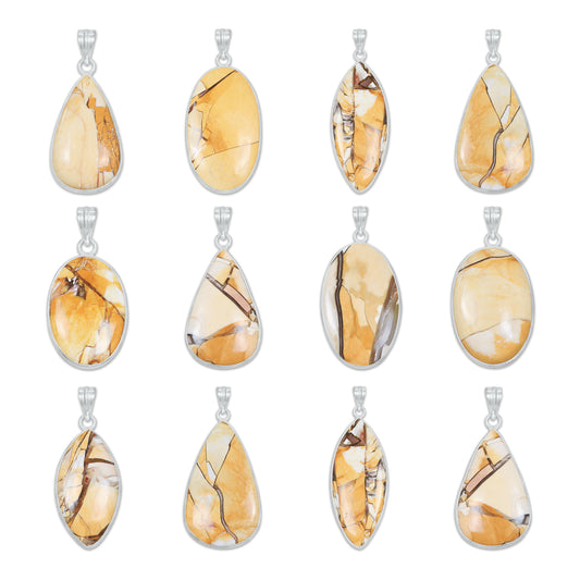 Pendentifs en pierres précieuses amazonites faits à la main - Qualité AAA, laiton plaqué argent, formes assorties