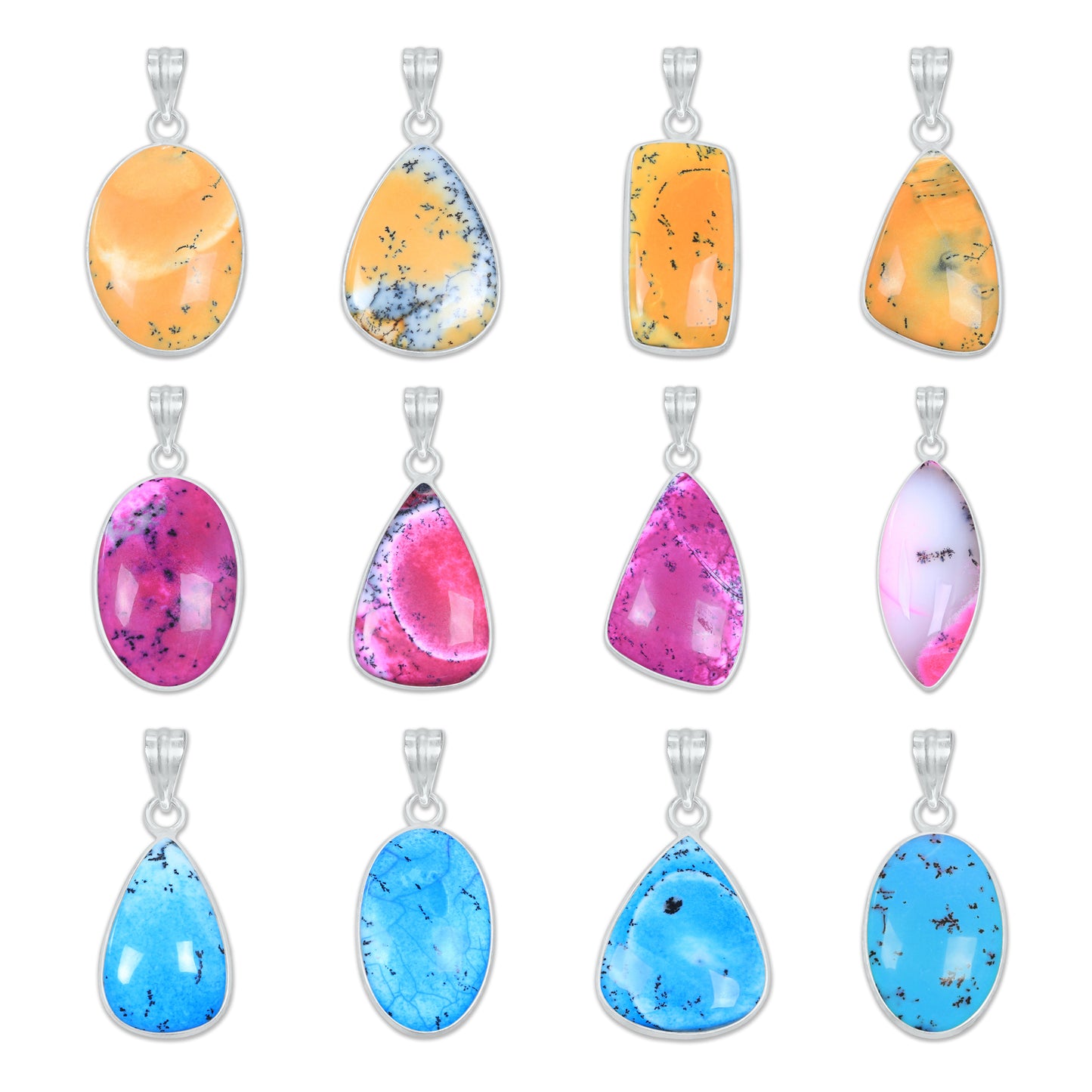 Halskette mit natürlichem Dendriten-Opal-Anhänger, lila Dendriten-Opal-Kristall, handgefertigte Lünetten-Anhänger-Halskette für Frauen