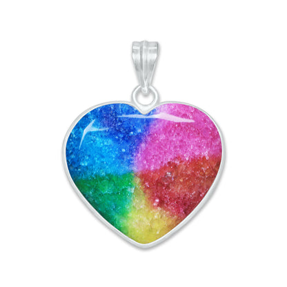Rainbow Quartz Heart Pendants – Silver-Plated, Dyed Quartz, Multi-Color | Wholesale