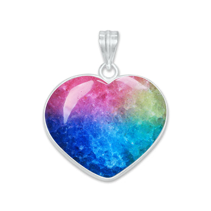 Rainbow Quartz Heart Pendants – Silver-Plated, Dyed Quartz, Multi-Color | Wholesale