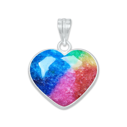 Rainbow Quartz Heart Pendants – Silver-Plated, Dyed Quartz, Multi-Color | Wholesale