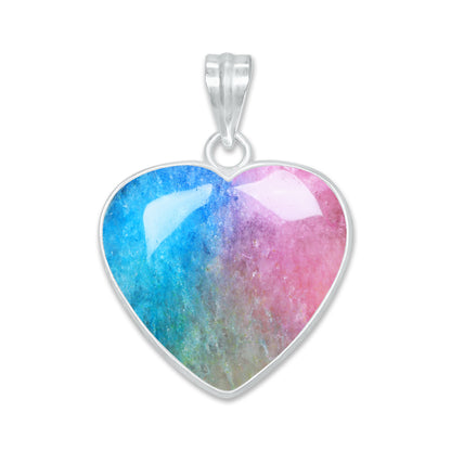 Rainbow Quartz Heart Pendants – Silver-Plated, Dyed Quartz, Multi-Color | Wholesale