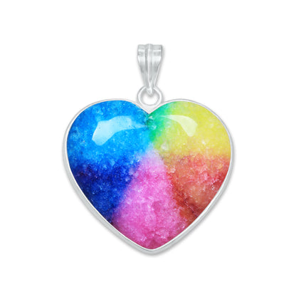 Rainbow Quartz Heart Pendants – Silver-Plated, Dyed Quartz, Multi-Color | Wholesale