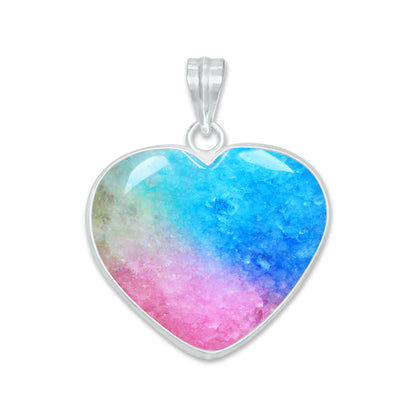 Rainbow Quartz Heart Pendants – Silver-Plated, Dyed Quartz, Multi-Color | Wholesale